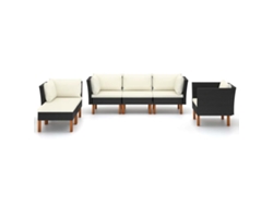 Maison Exclusive - Set Muebles De Jardín 9 Pzas Ratán Sintético Eucalipto Negro