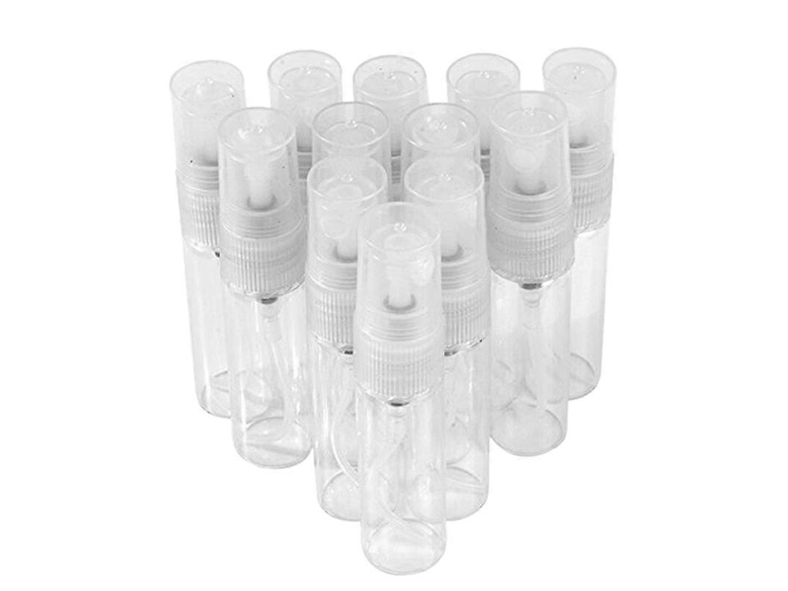 25 mini botellas de perfume de vidrio de 5 ml, rellenables, vacías, con atomizador y bomba.