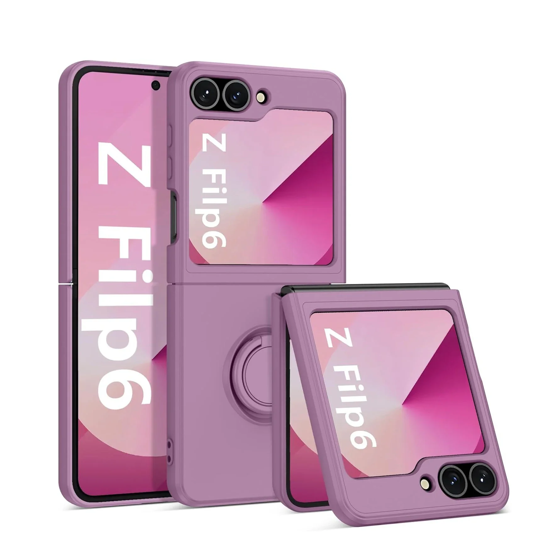 (morado Oscuro, Galaxy Z Flip3 5g) Funda Protectora De Silicona Líquida, A Prueba De Golpes Y Antideslizante, Soporte De Anillo, Material Tpu Suave.