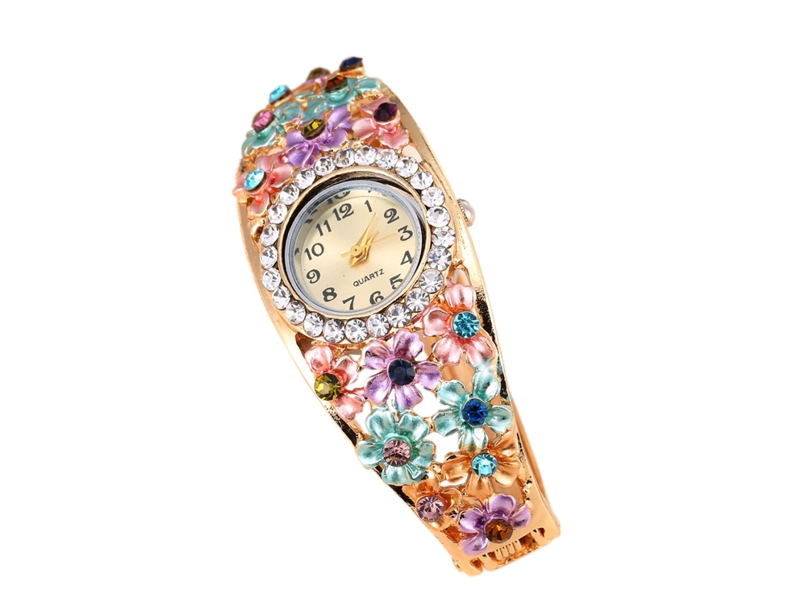 Elegante Reloj De Pulsera Retro Para Mujer Con Cuarzo Y Diamantes De Imitación De Aleación.
