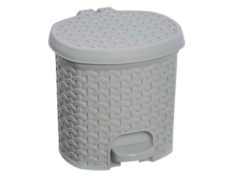 Cubo Basura KEEEPER 3L con Tapa Rattán, Gris Nórdico