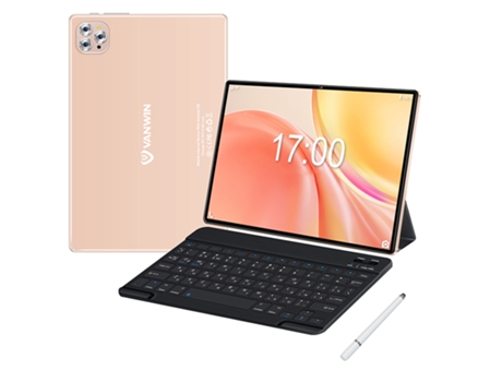 Wuxian V62 Tablet Bluetooth Teclado Funda de Cuero Auriculares Stylus Pen 10.1'' 64 Gb 4 Gb Ram Wi-Fi-Gps-4G Dorado