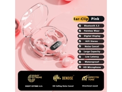 Auriculares Inalámbricos Bluetooth 5.3 (rosa), Con Gancho Para La Oreja Y Pantalla Led.