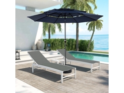 Sombrilla Rectangular Grande De 4,5 M Con Doble Cara Y Manivela (azul Marino) (sin Base)