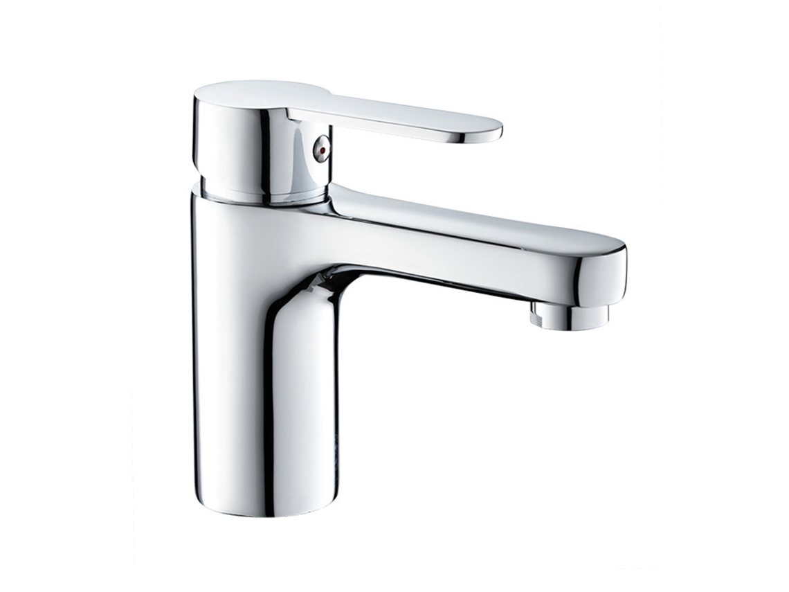 Grifo Monomando Para Lavabo, Superficie Cromada, Cuerpo Liso