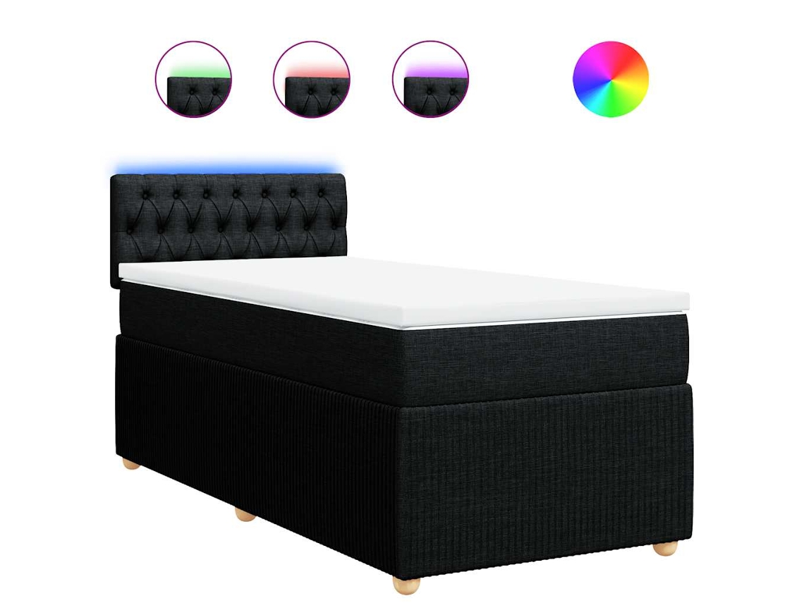 Maison Exclusive - Cama Box Spring Con Colchón Tela Negro 90x200 Cm