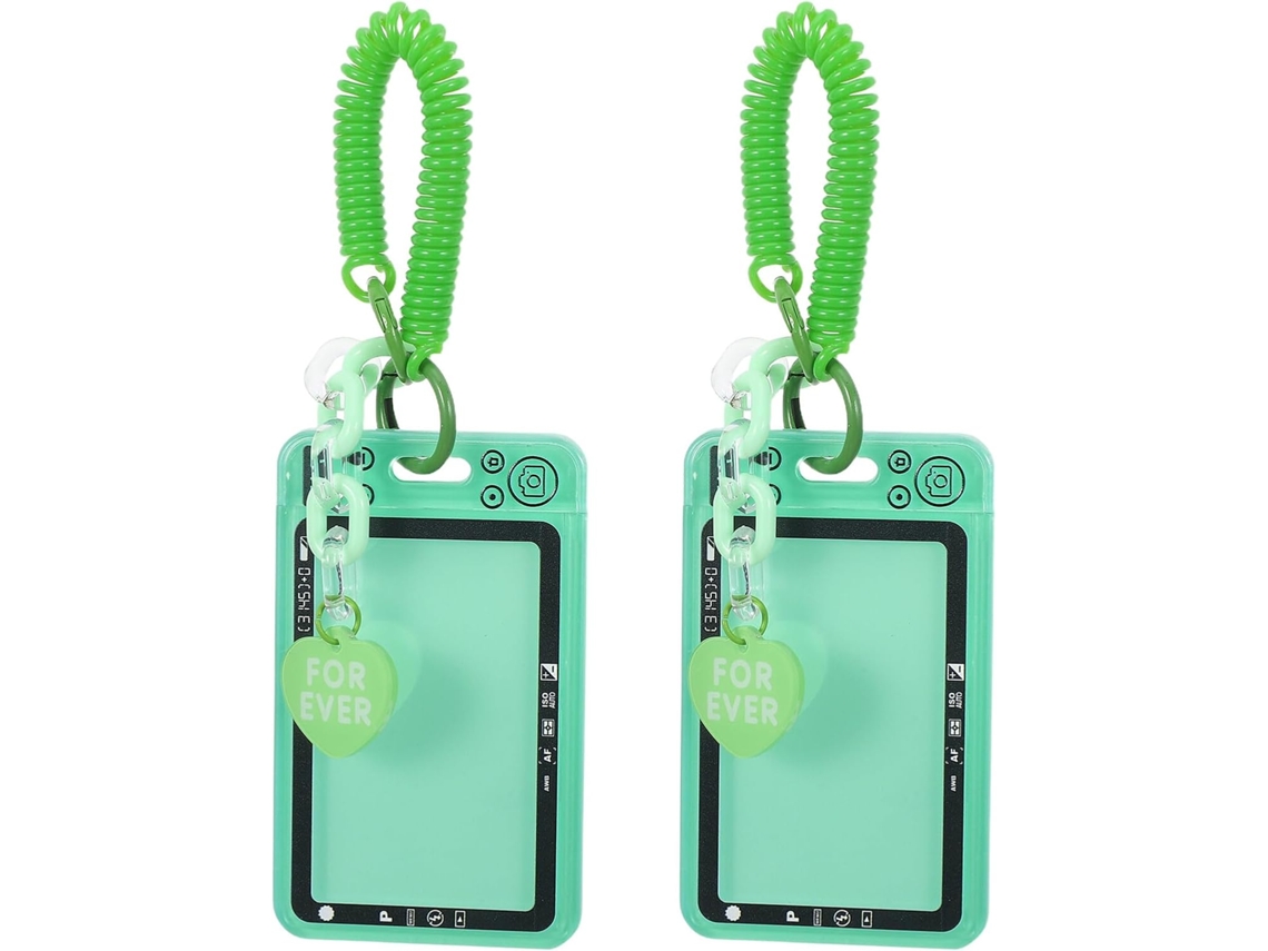 Juego De 2 Portatarjetas De Transporte Transparentes Con Llavero De Doble Anilla Verde Y Protectores De Tarjetas.