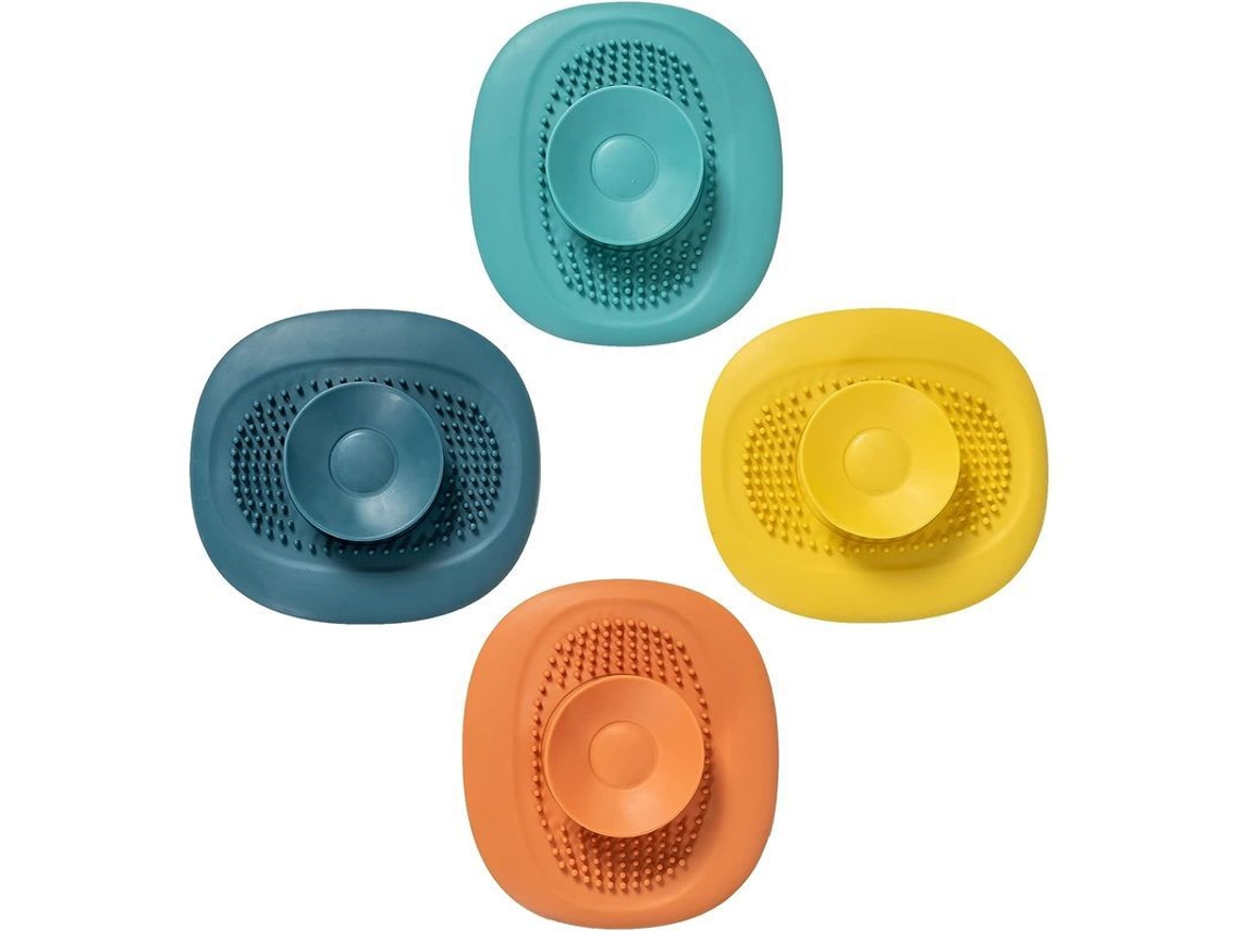 2026-4 Taponeras De Silicona Para Drenaje, Capturadores De Pelo Duraderos Para Baño Y Cocina, Naranja, Azul, Verde, Amarillo