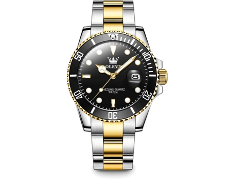 VEANXIN Reloj de Cuarzo para Hombre Esfera Grande Acero Inoxidable Fecha de Mano Reloj Luminoso Impermeable para Hombre(Oro negro)