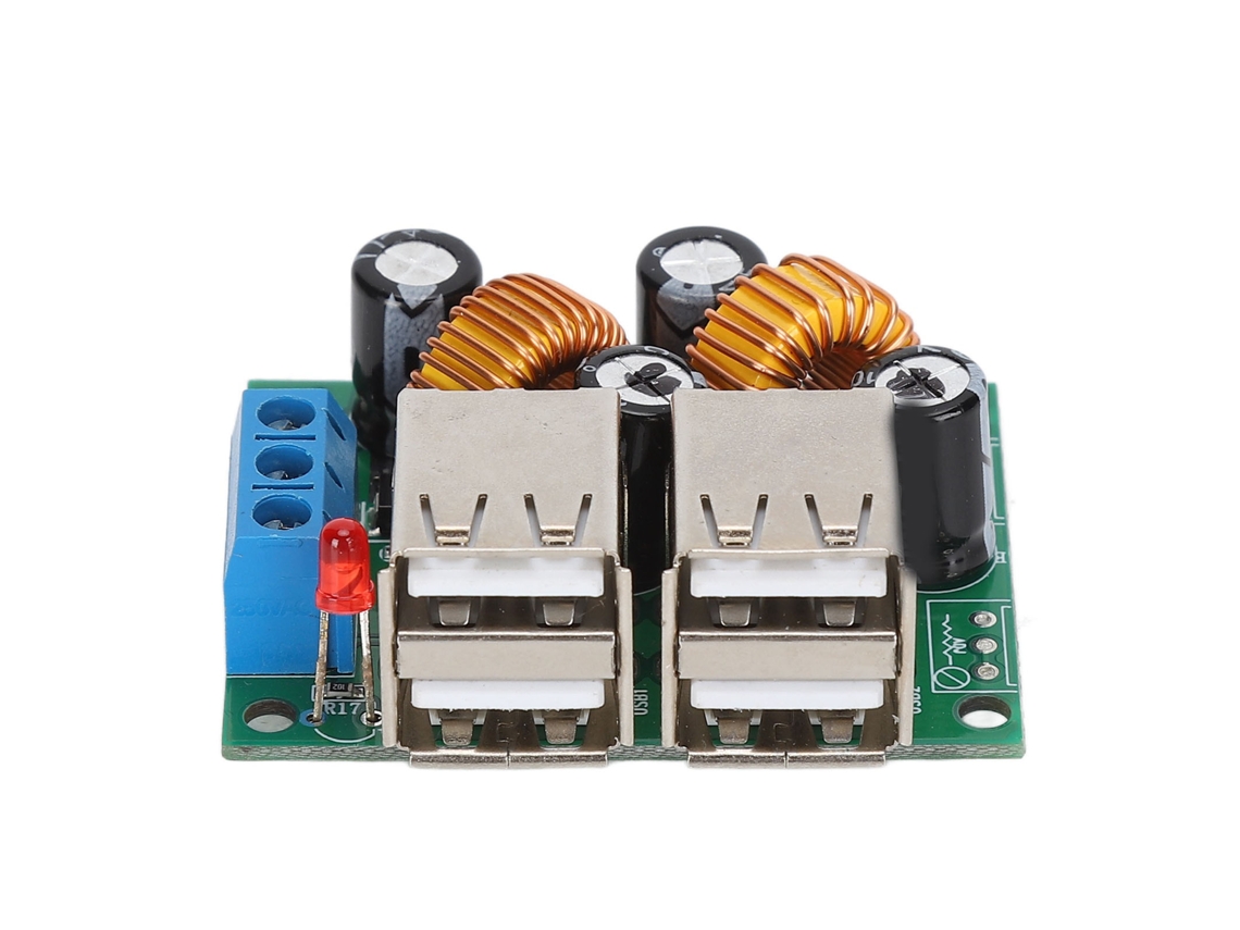 Placa Convertidora De Energía Con 4 Puertos Usb Módulo De Alimentación Buck Dc 12v 24v 40v A 5v 5a A5268