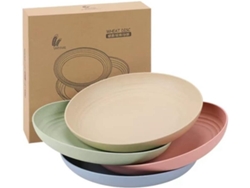 Juego de 4 platos irrompibles, aptos para microondas y lavavajillas. MEOIRUERY