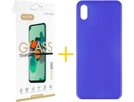 Kit Funda + Protector de Pantalla Huawei Y5 2019 ACCETEL Liso 3 Azul