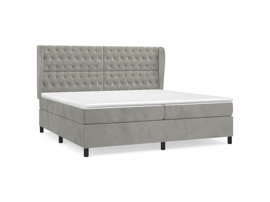 Maison Exclusive - Cama Box Spring Con Colchón Terciopelo Gris Claro 200x200 Cm