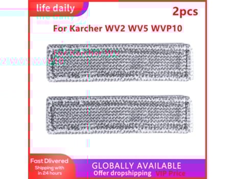 Paño de mopa de microfibra para limpieza del hogar Karcher Wv2 5, 2 piezas, 2.633-130,0, Robot aspirador, 7Cm x 27,5 Cm