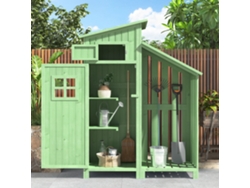 Casita De Jardín Pequeña De Madera Verde, 124x46x174cm
