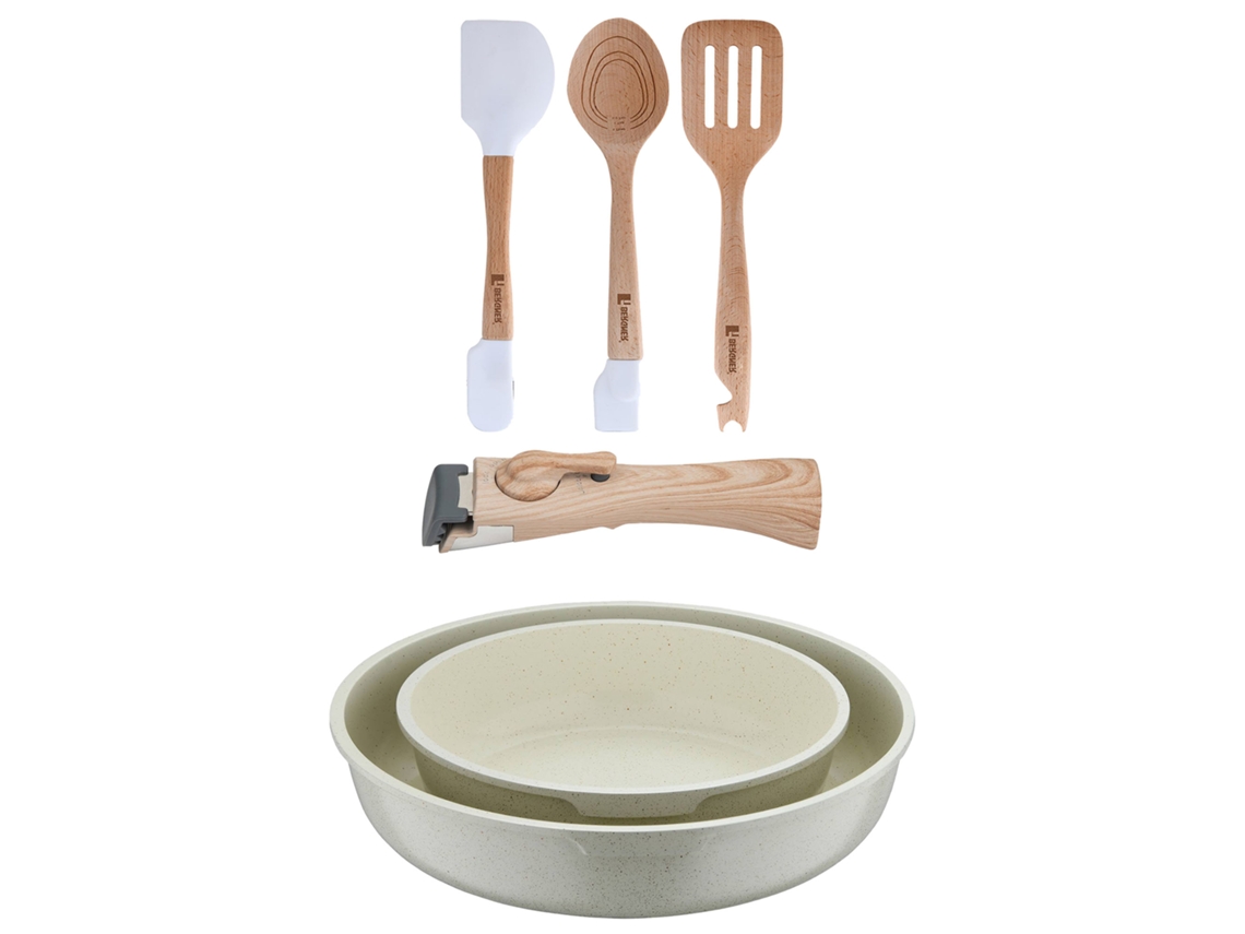 Juego De 2 Sartenes Ø22ø26cm Clickcook Con Mango Extraíble Y Utensilios De Cocina