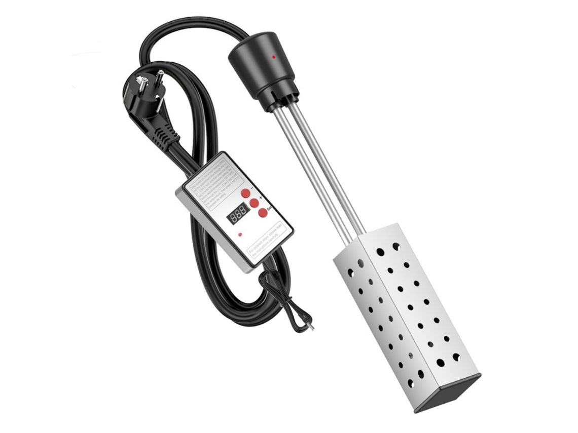 Calentador eléctrico de inmersión para agua, cubeta, piscina, bañera, alta potencia con termostato y apagado automático.
