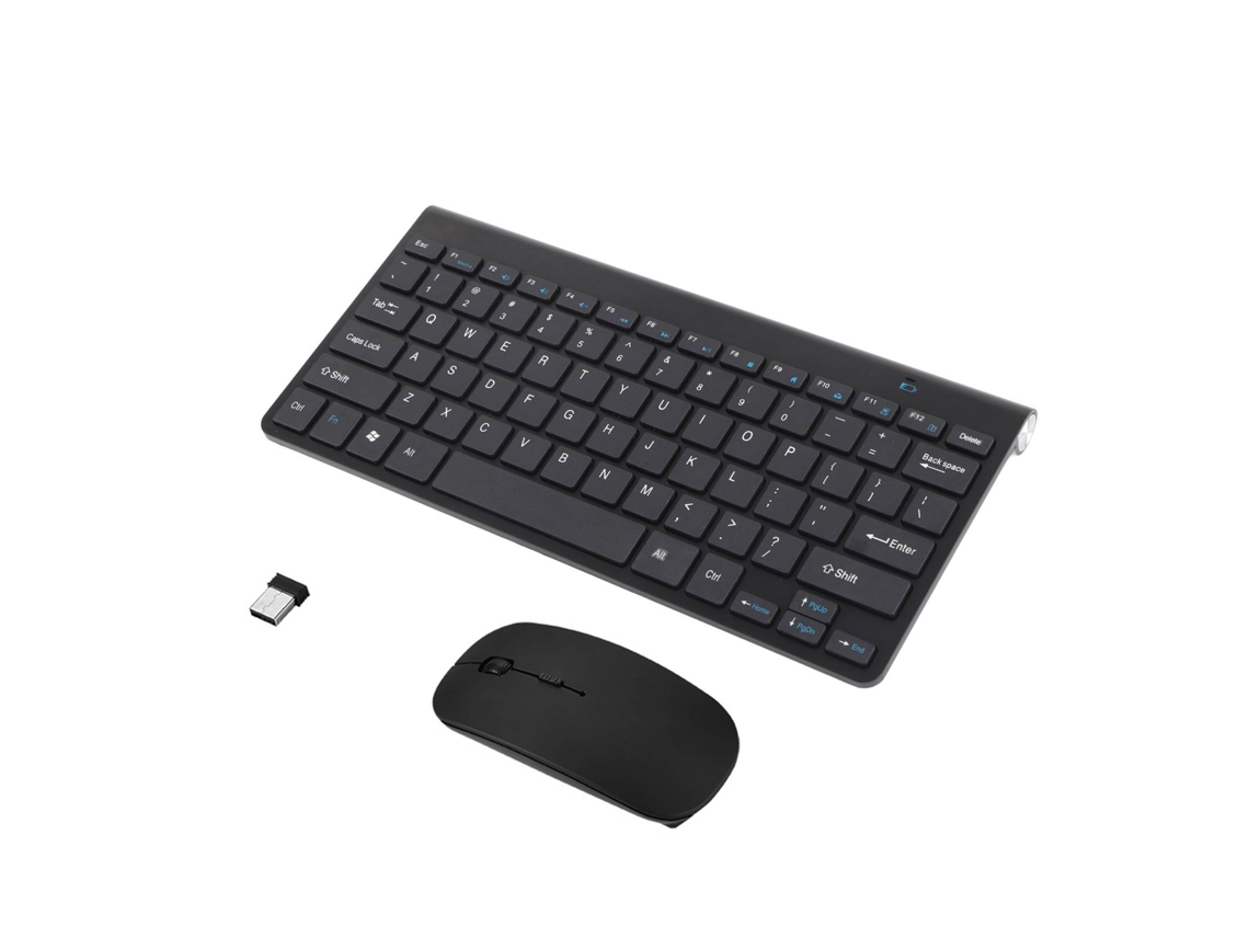 Kit Teclado E Mouse Sem Fio 2.4ghz Slim Wireless Combo Com 12 Teclas Multimídia Para Desktop Laptop Preto