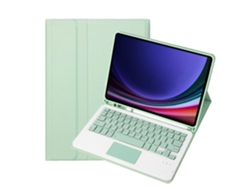Funda con teclado Bluetooth Fwinl para Samsung Tab A11plus2025, cuadrada, con pantalla táctil y ranura para lápiz, en portugués, verde claro