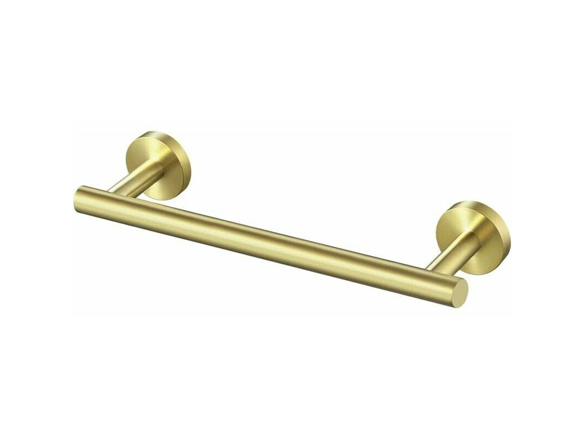 Toallero elegante de acero inoxidable, estilo moderno y redondo, acabado dorado, con soporte de tornillo oculto para baño y cocina (100 cm de largo).