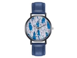Reloj De Pulsera De Piel Para Mujer, Estilo Sencillo, Azul, Con Movimiento De Cuarzo Zlf0214-h