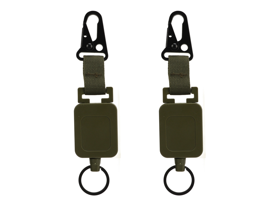 Llavero verde militar con hebilla elástica, paquete de 2 unidades.