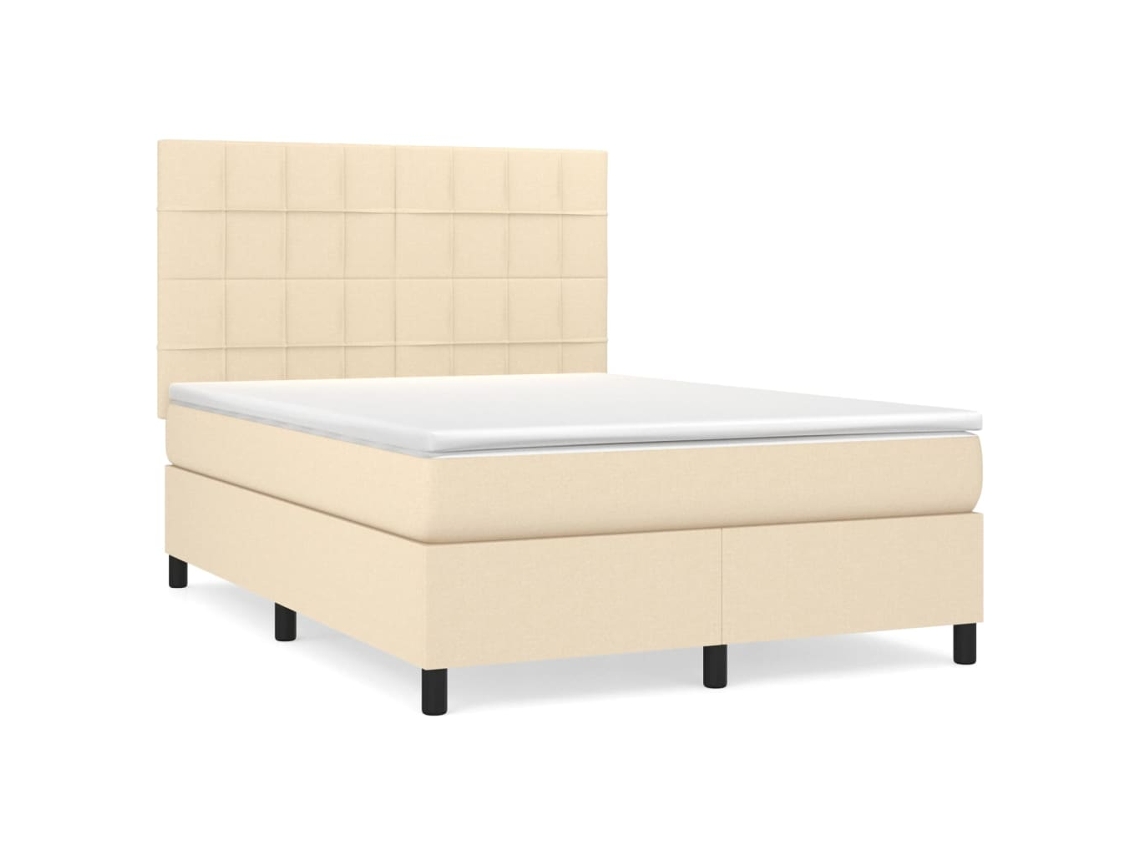 Maison Exclusive - Cama Box Spring Con Colchón Tela Color Crema 140x190 Cm
