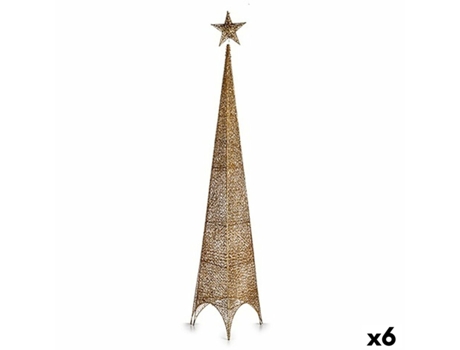 Árbol de Navidad Estrella Torre Dorado Metal Plástico 34 x 154 x 34 cm (6 Unidades)