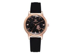 Reloj De Pulsera Moderno Para Mujer, Aleación, Correa De Pu, Cuarzo, Decoración De Diamantes De Imitación, Negro.