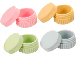 De 4 Potes De Silicone À Prova De Vazamentos Para Creme, Ideais Para Viagens - Recipientes Compactos Com Tampas.