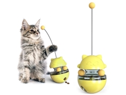 Dispensador De Comida Para Gatos Juguete Tumbler, Juguete Interactivo Con Función De Alimentación (amarillo)