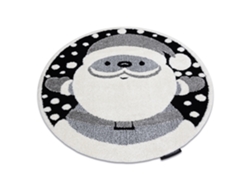 Alfombra Infantil Moderna Joy Circulo Santa Papá Noel, Para Niños - Estructura Dos Niveles de Vellón Negro / Crema (circulo 120 cm)