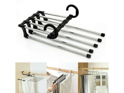Percha para pantalones de 5 piezas - Percha para ropa - Gancho de conexión - Organizador negro