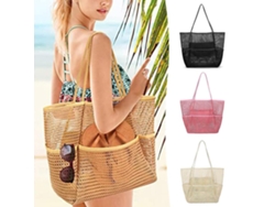 Bolsa de playa de malla GOKOCO con bolsillos, grande, plegable, resistente a la arena, moderna, ideal para compras y viajes.