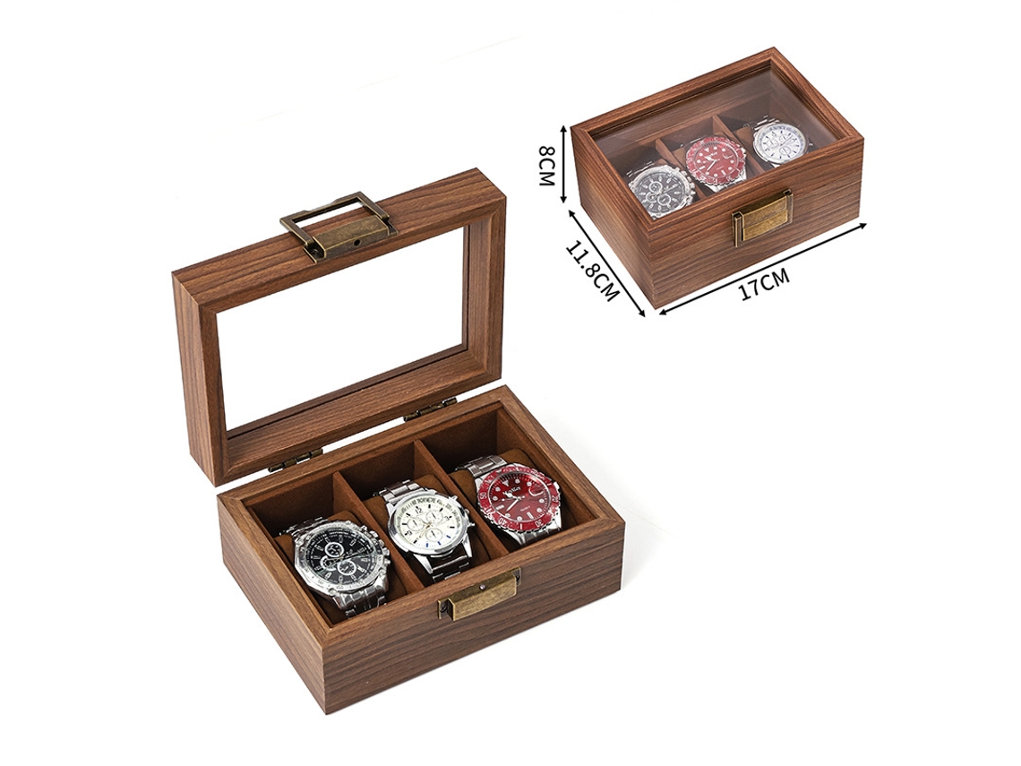 Caja de madera para relojes, con capacidad para 3 relojes Gertiz