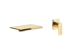 Grifo mezclador de lavabo de pared Beliani Aponwao en latón dorado 20x17x10