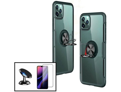 Kit Funda, Soporte y Protector de Cristal Templado iPhone X, XS Clear Armor Transparente y Negro
