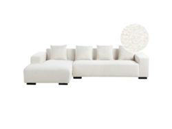Sofá Esquinero Beliani Lungo de Bouclé Blanco 285x160x62