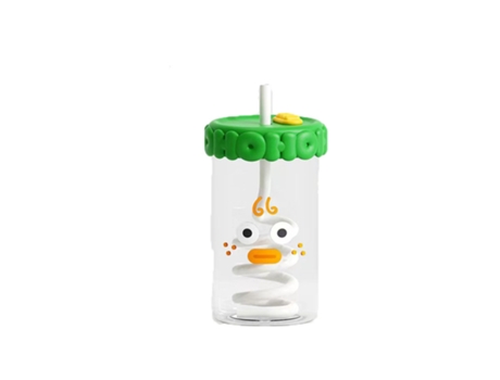Taza de cristal pajita creativa niñas oficina taza de agua con tapa taza de café té con leche