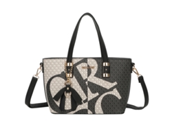 Bolso de calabaza para mujer con letras estampadas, extragrande, con dije de nudo y bandolera, blanco/negro, Gallantry