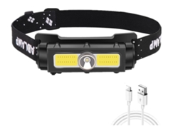 Linterna frontal LED recargable, ultrabrillante, COB de 12 000 lúmenes, 7 modos, resistente al agua, rotación ajustable de 90°, linterna frontal LED magnética negra, Yunzii