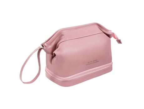 Bolsas De Viaje Para Cosméticos, Neceser De Cuero Portátil, Bolsa De Cosméticos Espaciosa Para Mujer, Rosa De Dos Pisos ZMDECQNA