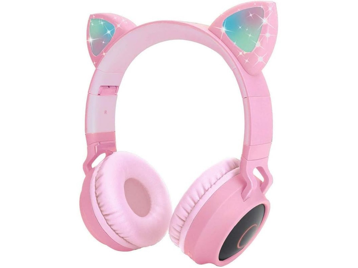 Auriculares Inalámbricos Para Niños Con Luces Led, Diseño De Orejas De Gato, Estéreo Bluetooth Plegable Con Micrófono.