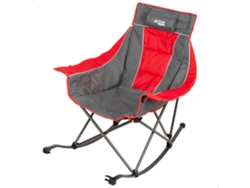 AKTIVE Silla mecedora plegable camping gris y roja c/cojín y bolsillos