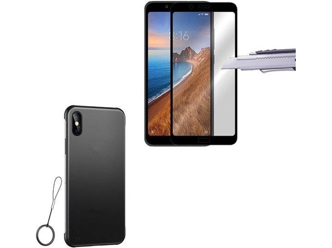 Kit Carcasa, Protector de Cristal Templado 5D y Soporte Magnético Auto Xiaomi Redmi 7A PHONOCARE Naked Transparente