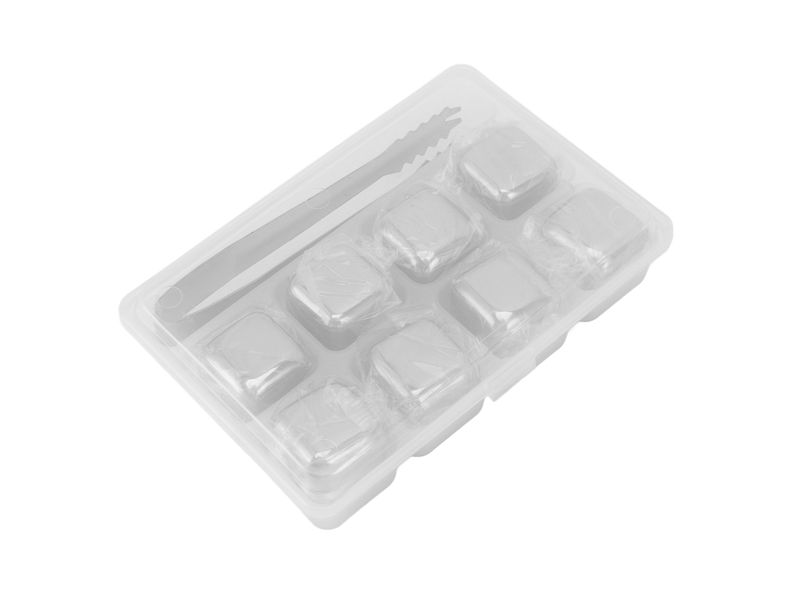Cubitos De Hielo Para Whisky De Acero Inoxidable 304, Seguros, 8 Cubitos Con Pinzas.