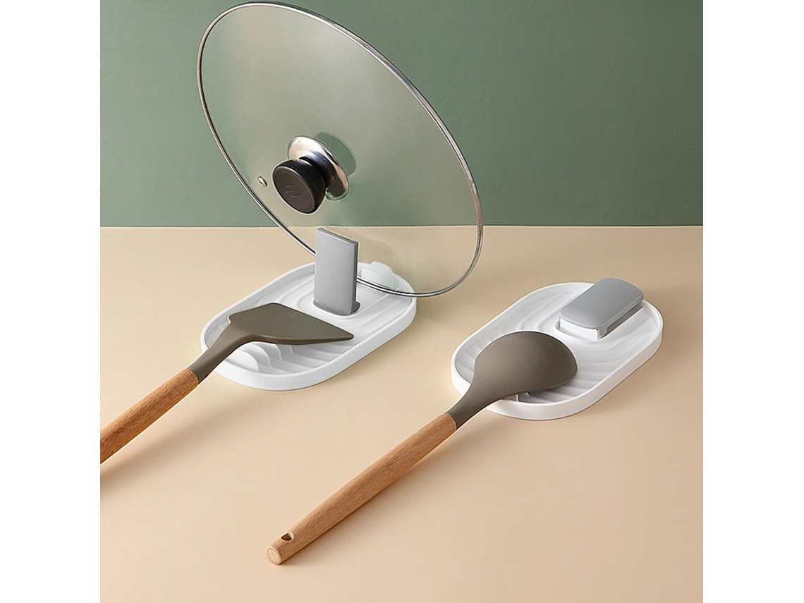 2 Soportes Para Tapas De Ollas, Soportes De Madera Para Cucharas - Estantes Para Cajones De Cocina - Blanco