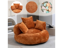 Sillón Puf, Reclinable, Duradero Y Cómodo, Con Tres Cojines, Adecuado Para Dormitorio Y Oficina (chenilla Naranja).