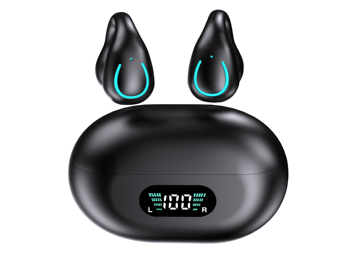Auriculares abiertos con clip, inalámbricos Bluetooth 5.3 con ganchos, 80 horas de reproducción, con estuche de carga.