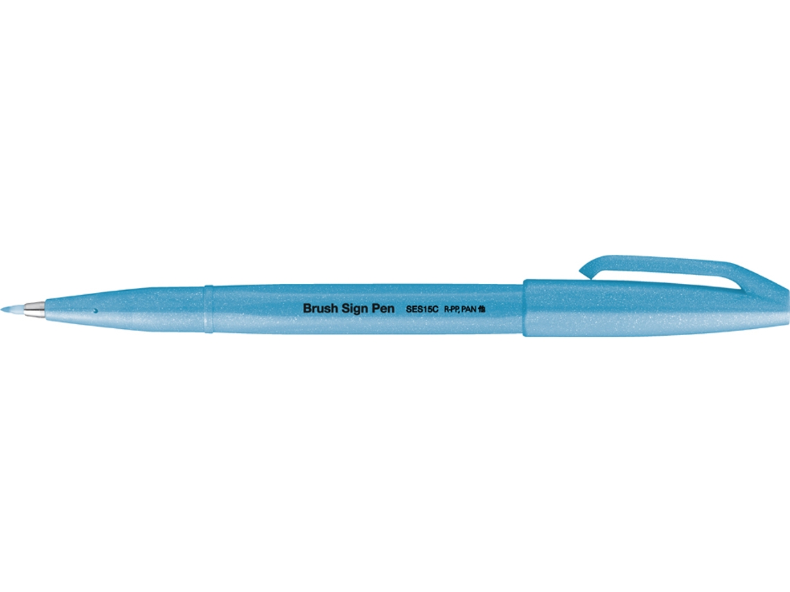 Bolígrafo de Fibra Pentelarts Brush Sign Pen Ses15 Azul Neón PENTEL ARTS
